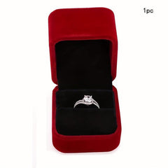 Wine Red Velvet Couple Ring Box Earring Jewelry Case Gift Boxes