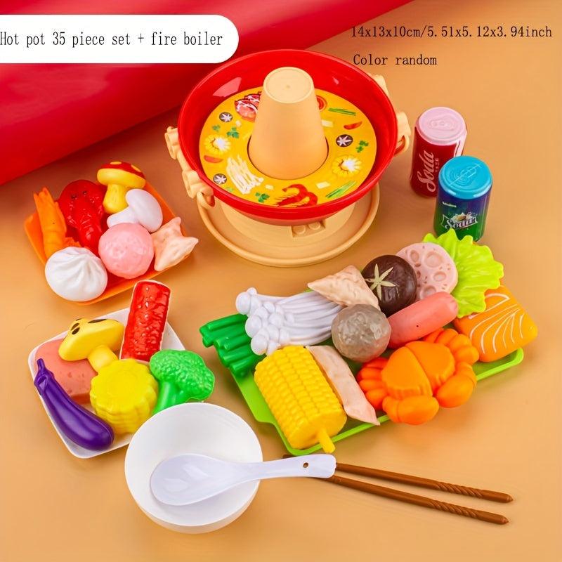 Pretend Toy Seafood and Fruit Kitchen Cooking Set for Kids