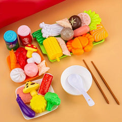 Pretend Toy Seafood and Fruit Kitchen Cooking Set for Kids