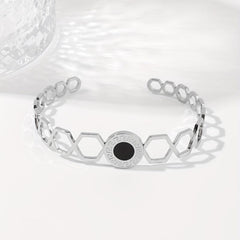 Hexagonal Combo Assembly Men's/Women's 2 Stainless Steel Open Bangles