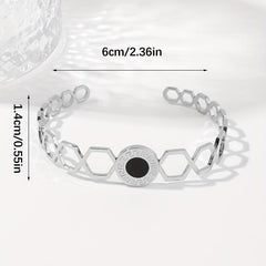 Hexagonal Combo Assembly Men's/Women's 2 Stainless Steel Open Bangles