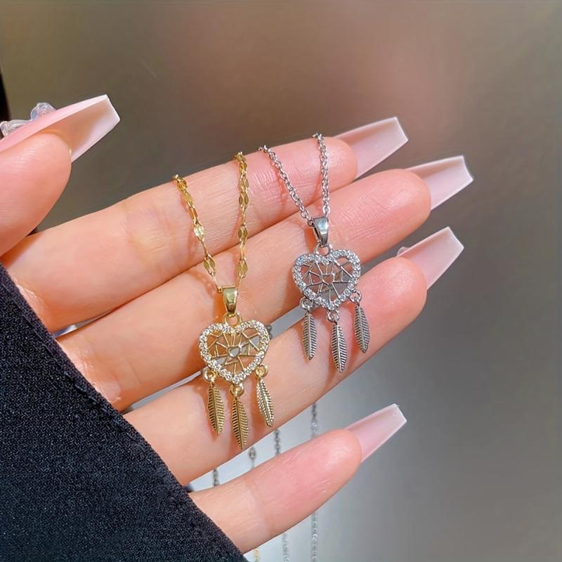 Stainless Steel Dream Catchers Necklace Tassel Pendant Choker Femme