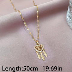 Stainless Steel Dream Catchers Necklace Tassel Pendant Choker Femme