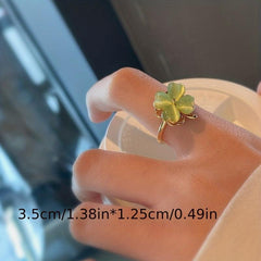 Green Clover Ring Female Summer Light Advanced Sense Index Finger Open Ring