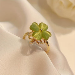 Green Clover Ring Female Summer Light Advanced Sense Index Finger Open Ring