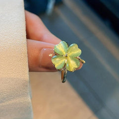Green Clover Ring Female Summer Light Advanced Sense Index Finger Open Ring