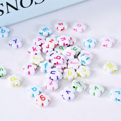 100pcs Plum Blossom Mixed Letter Acrylic Beads DIY Materials Alphabet Spacer