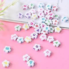 100pcs Plum Blossom Mixed Letter Acrylic Beads DIY Materials Alphabet Spacer