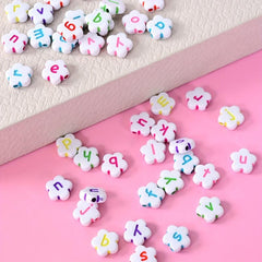 100pcs Plum Blossom Mixed Letter Acrylic Beads DIY Materials Alphabet Spacer