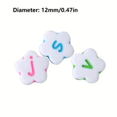 100pcs Plum Blossom Mixed Letter Acrylic Beads DIY Materials Alphabet Spacer