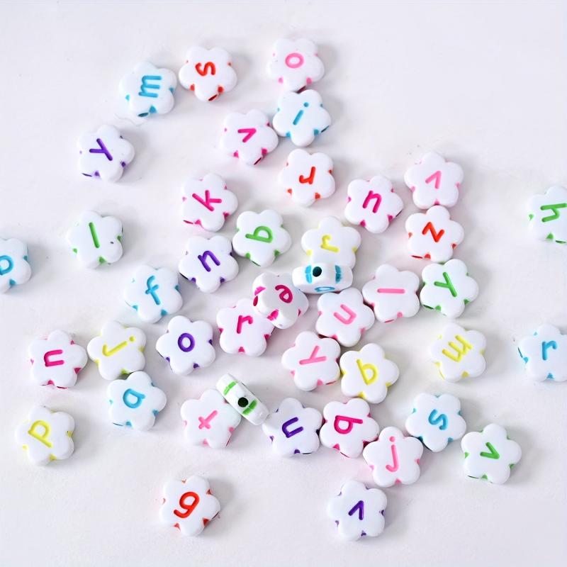 100pcs Plum Blossom Mixed Letter Acrylic Beads DIY Materials Alphabet Spacer