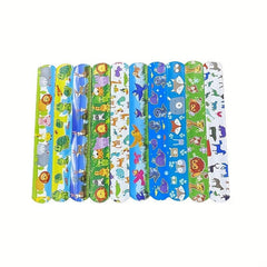 10pcs PVC Animals Pat Ring Bracelet Forest Elephant Giraffe Lion Wristband