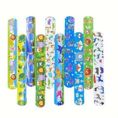 10pcs PVC Animals Pat Ring Bracelet Forest Elephant Giraffe Lion Wristband