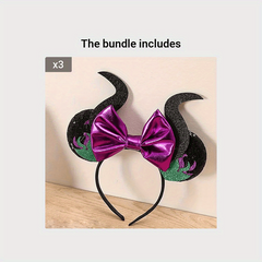Mouse Ears Bow Headband Halloween Purple Hair Accessories