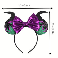 Mouse Ears Bow Headband Halloween Purple Hair Accessories