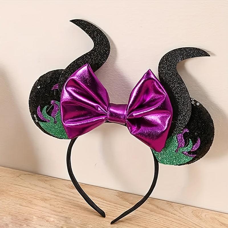 Mouse Ears Bow Headband Halloween Purple Hair Accessories