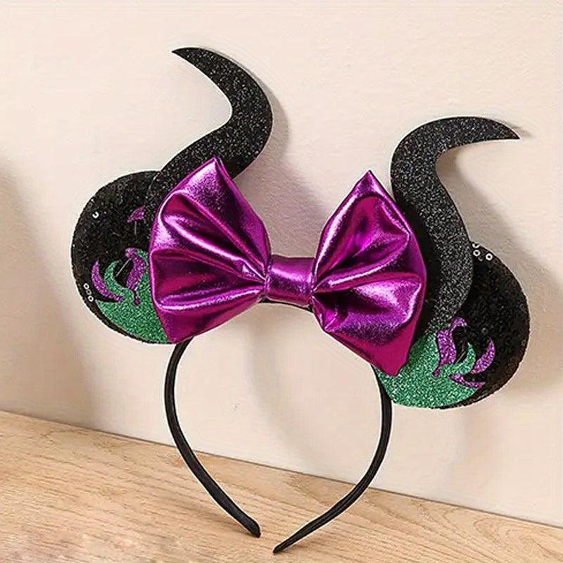 Mouse Ears Bow Headband Halloween Purple Hair Accessories