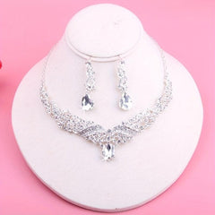 Wedding Crown Necklace Earrings 3pc Set Girls Dress Accessories Chain Tiara