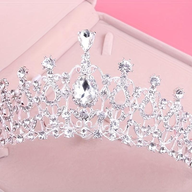 Wedding Crown Necklace Earrings 3pc Set Girls Dress Accessories Chain Tiara