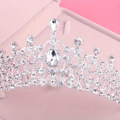 Wedding Crown Necklace Earrings 3pc Set Girls Dress Accessories Chain Tiara