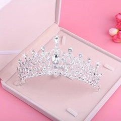 Wedding Crown Necklace Earrings 3pc Set Girls Dress Accessories Chain Tiara
