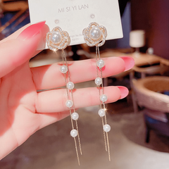 Hollow Flower Pearl & Diamond Earrings - Timeless Tassel Ear Jewelry