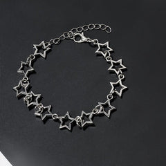 Punk Silvery Pentagram Star Chain Bracelet