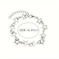 Punk Silvery Pentagram Star Chain Bracelet