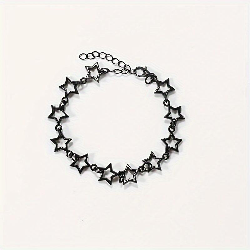 Punk Silvery Pentagram Star Chain Bracelet