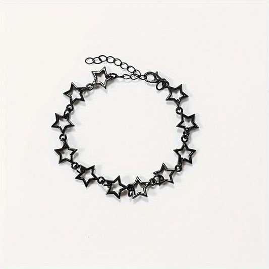 Punk Silvery Pentagram Star Chain Bracelet