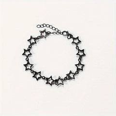 Punk Silvery Pentagram Star Chain Bracelet