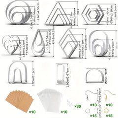 24-Piece Clay Earring Cutter Set with Storage Bag & Back Card Paper