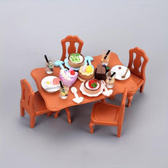 5pcs Mini Dining Table Toys for Dollhouse Living Room Play
