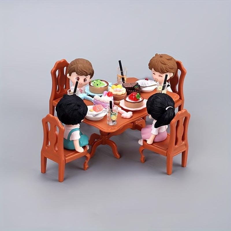 5pcs Mini Dining Table Toys for Dollhouse Living Room Play