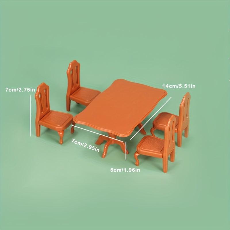 5pcs Mini Dining Table Toys for Dollhouse Living Room Play