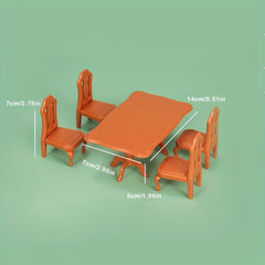 5pcs Mini Dining Table Toys for Dollhouse Living Room Play
