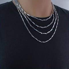 3MM Stainless Steel Rhombus Square Chain Necklace