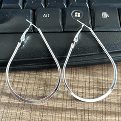 Big U-Shaped Silvery Hoop Earrings for Women