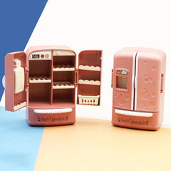 1PC Mini Double Open Door Refrigerator Doll House 1 12 Kitchen Model