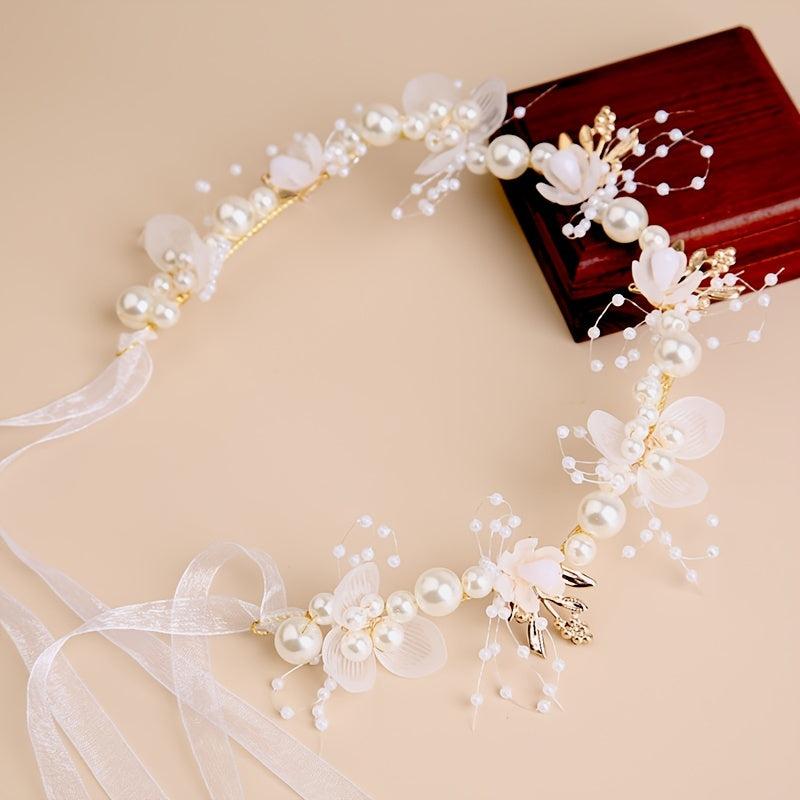 Floral & Pearl Headdress Hair Accessories for Girls