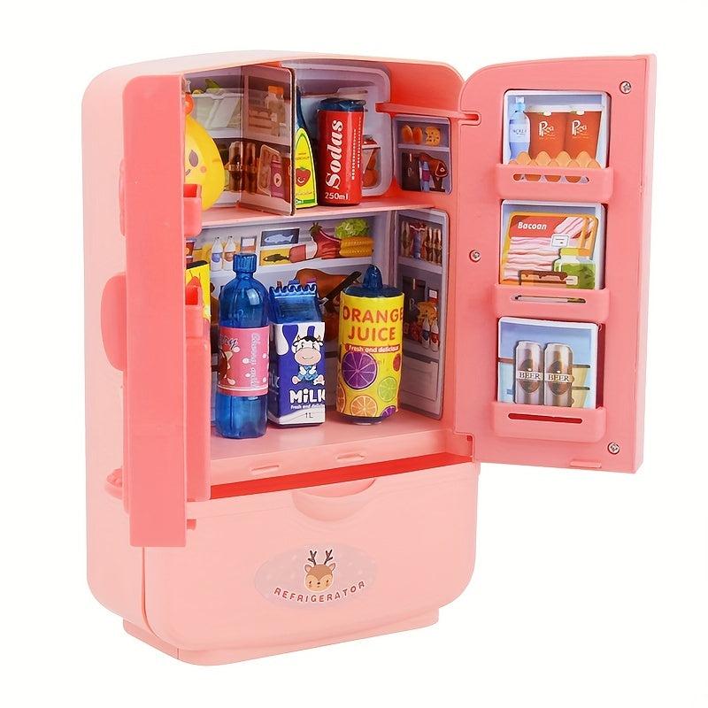 Mini Double Door Refrigerator Toys Simulation Pretend Play Kitchen Toys