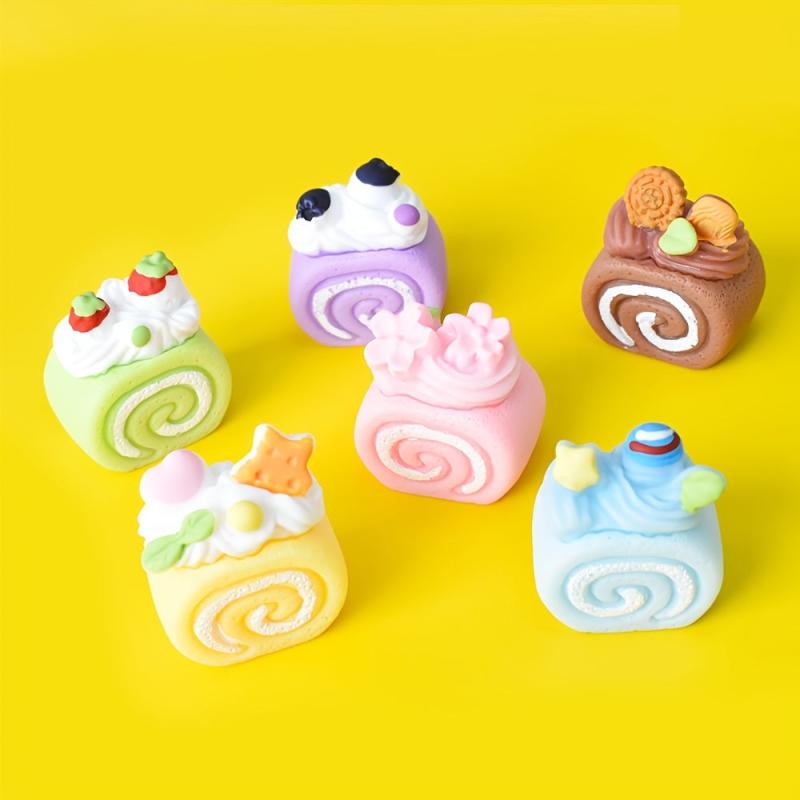 Cream Heart Roll Cake DIY Food Play Ornament Car Pendant