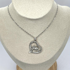 Mother & Child Horse Heart Pendant Necklace Horse Rhinestone Jewelry
