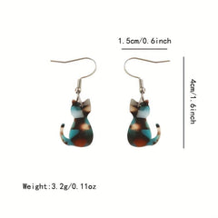Cat Acrylic Hook Earrings Women's Gift Girls