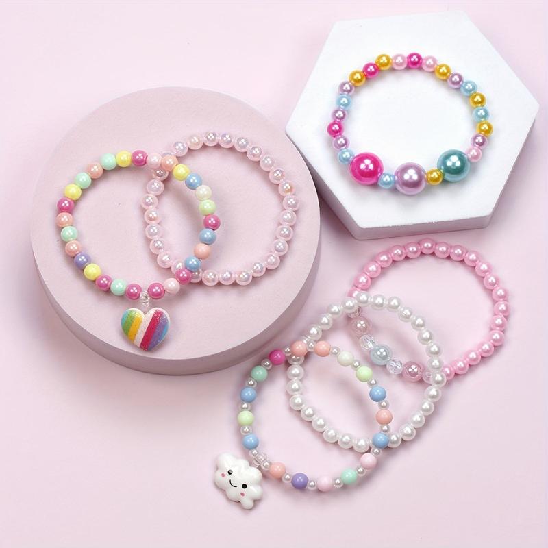 3pcs Beaded Bracelets Sets for Girls, Cloud Love Pendant Set