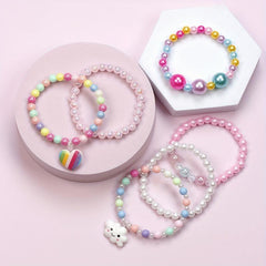 3pcs Beaded Bracelets Sets for Girls, Cloud Love Pendant Set