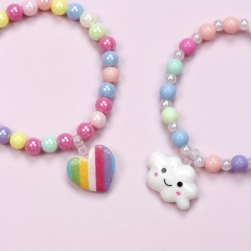 3pcs Beaded Bracelets Sets for Girls, Cloud Love Pendant Set