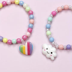 3pcs Beaded Bracelets Sets for Girls, Cloud Love Pendant Set