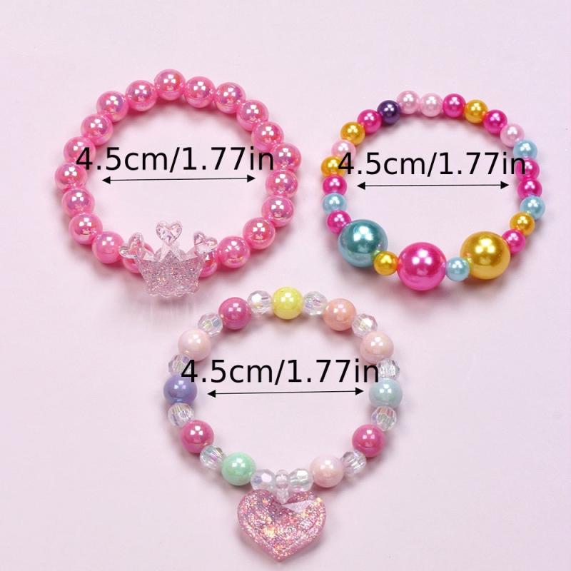 3pcs Beaded Bracelets Sets for Girls, Cloud Love Pendant Set