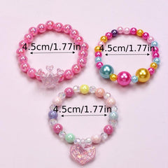 3pcs Beaded Bracelets Sets for Girls, Cloud Love Pendant Set